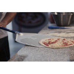 Pelle à pizza en aluminium anodisé, rectangulaire perforée